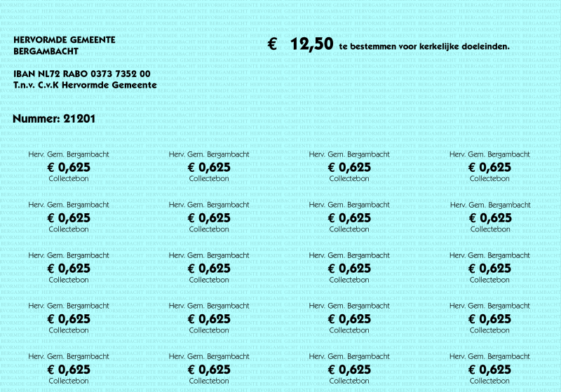 Collectebonnen € 0,625